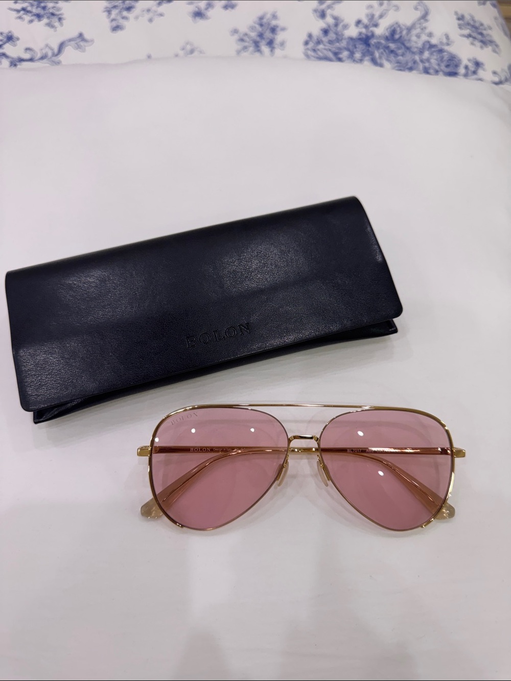 BOLON Gold Frame Pink Lens Aviator Sunglasses - Women Accessories